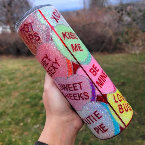 🆕️Custom, 20oz, Valentines Day, Candy Hearts, Stainless Steel Tumbler ♥️ - Picture 7 of 15